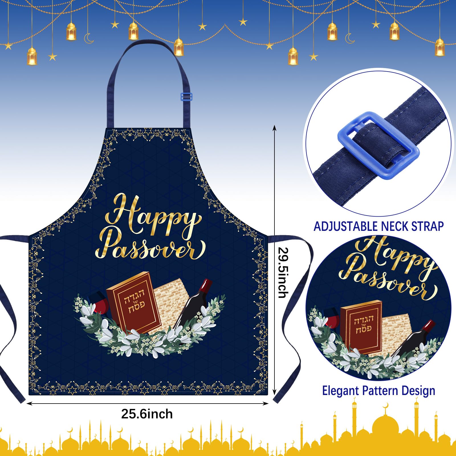 5-Piece Passover Kitchen Set - Apron, Pot Holder, Oven Mitts & Towels - Hostess Gift for Women & Men - Perfect for Passover Cooking, Baking & Holiday Entertaining