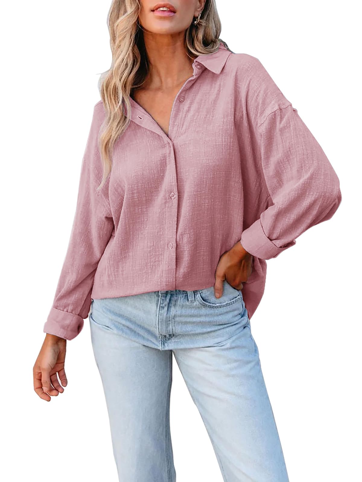 Women's Linen Button Down Shirts - Dressy Casual Long Sleeve Tops for Work, Office & Everyday Wear | Breathable & Comfortable Summer Blouse