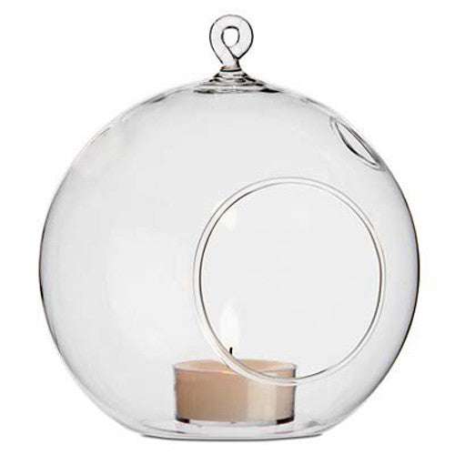 10 Pack Clear Glass Hanging Tealight Candle Holders - 8cm Diameter Wedding Decor, Terrarium, Succulent Plant Display, Mini Garden Craft Gift for Home, Party & Outdoor Decorations