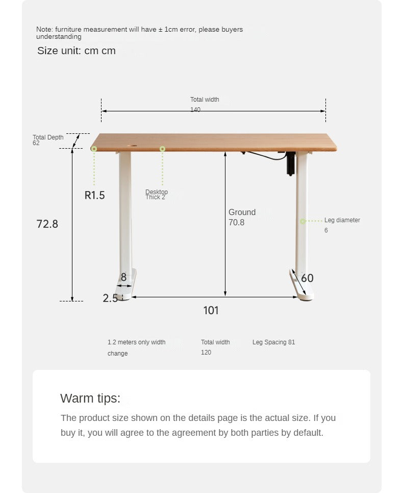 Premium Oak Solid Wood Smart Electric Height Adjustable Standing Desk - Ergonomic Home & Office Workspace Solution for Productivity & Comfort