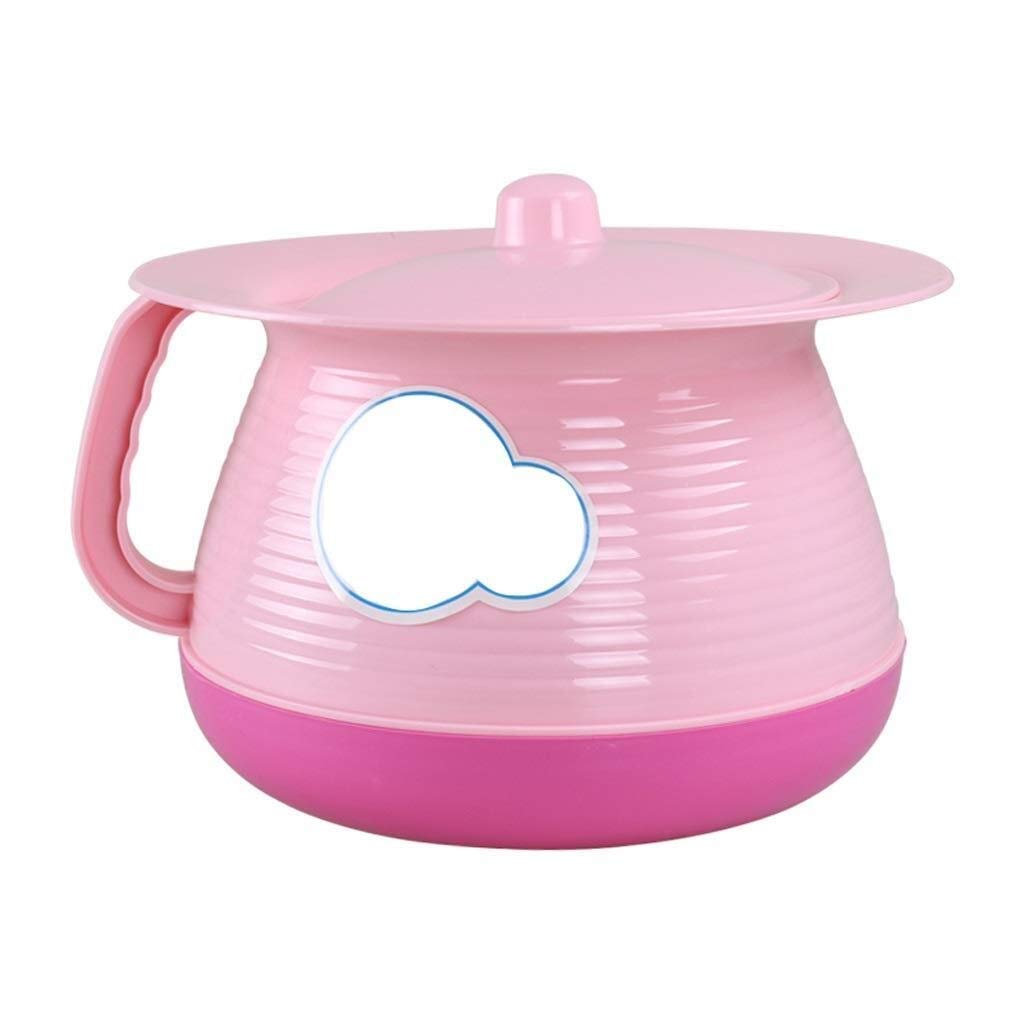 Thickened Portable Toilet Lid with Spittoon - Durable Plastic Urinal for Men & Women - Home & Travel Use - 8.3x5.3x5.4 Inches (Pink) - Ideal for Elderly Care, Bedridden Patients, and Outdoor Activities