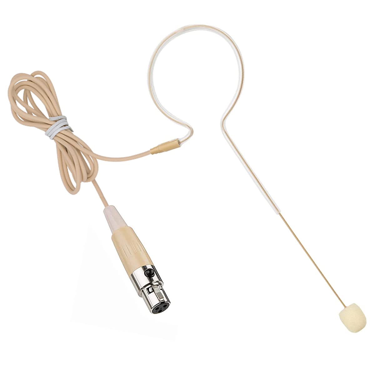 Professional Single Ear Headset Microphone with Omnidirectional Condenser Mic - Compatible with AKG Wireless System, Bodypack Transmitter (1.2m Cable, Mini XLR 3-Pin TA3F Plug) - Ideal for Live Performances, Public Speaking, and Broadcast Applications