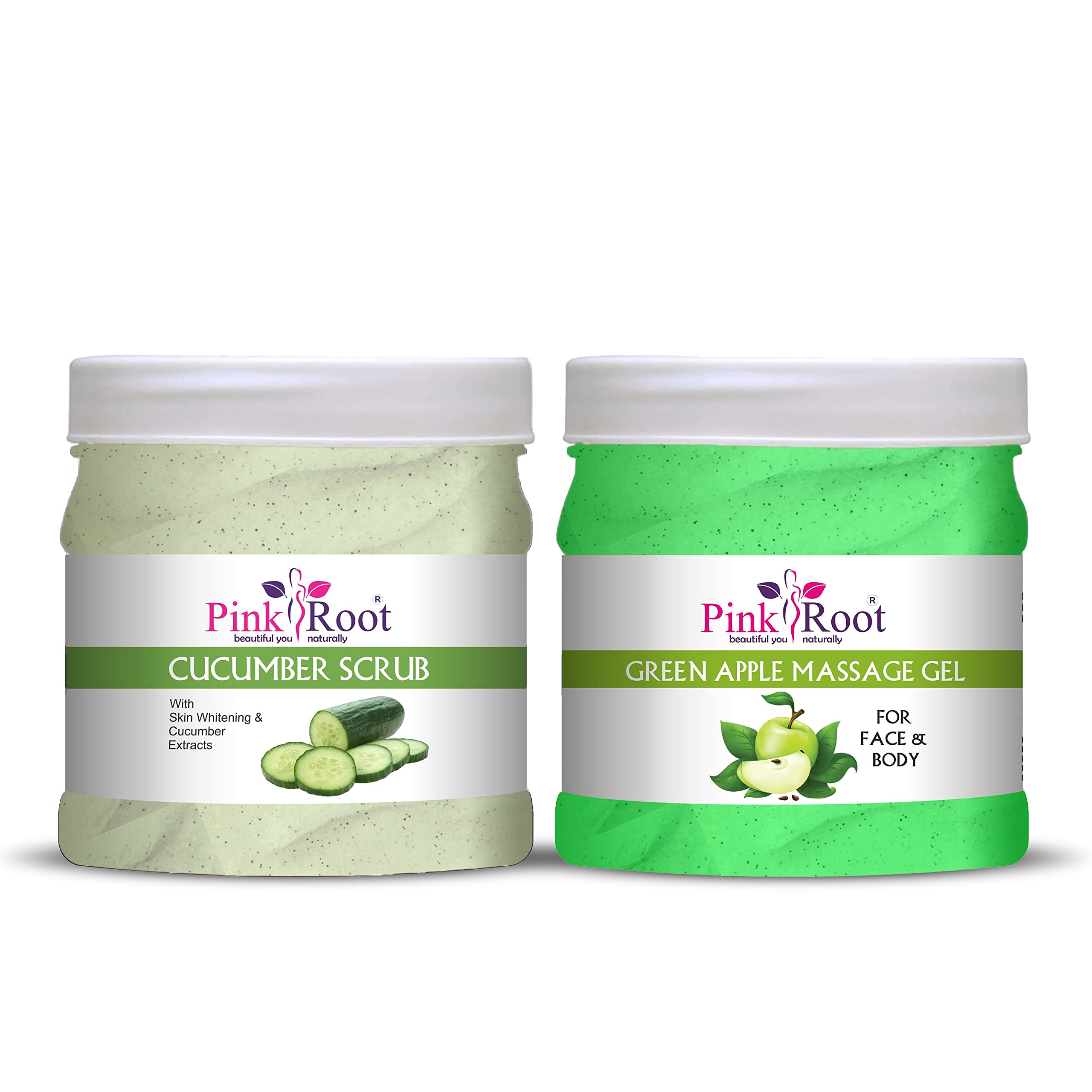 Pink Root Green Apple & Cucumber Massage Gel 500ml - Hydrating Body Scrub for Relaxation & Skin Care - Perfect for Spa, Home Massage & Self-Care Routines