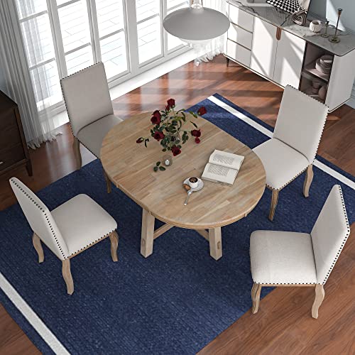 Natural Wood Wash-1table+4 Chairs