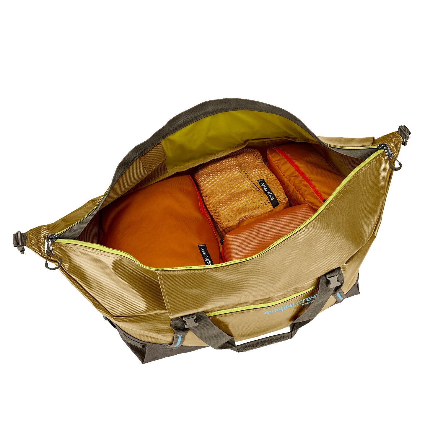 Eagle Creek Migrate Wheeled Duffel 110L - Large Travel Duffel Bag with Wheels, Durable Field Brown Luggage for Adventure Travel, Camping & Outdoor Trips