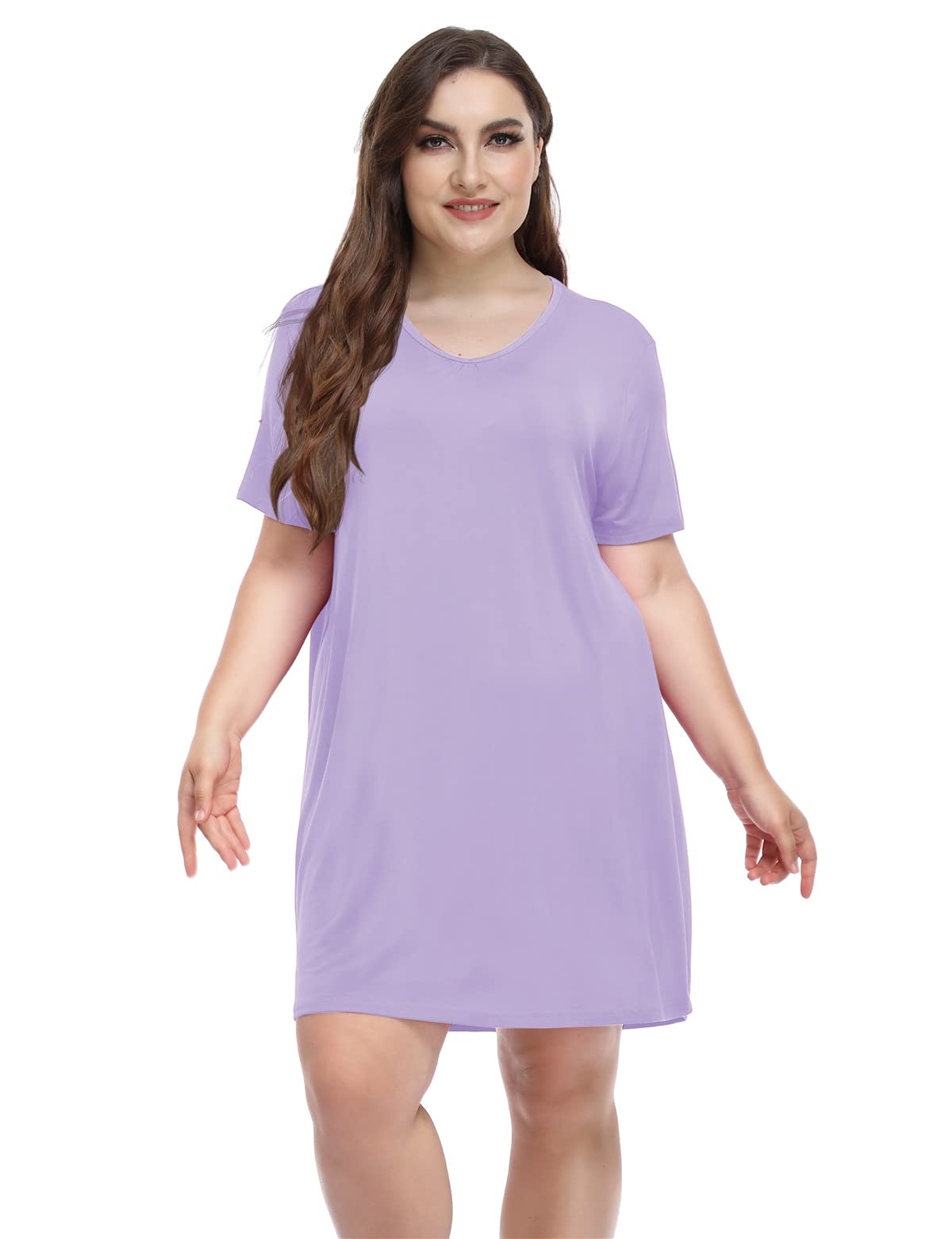 MissNina Women's Plus Size Nightgown - Soft V-Neck Modal Sleepwear for Women, Comfortable Sleep Dress & Night Shirt - Perfect for Lounge, Bedtime & Relaxing at Home
