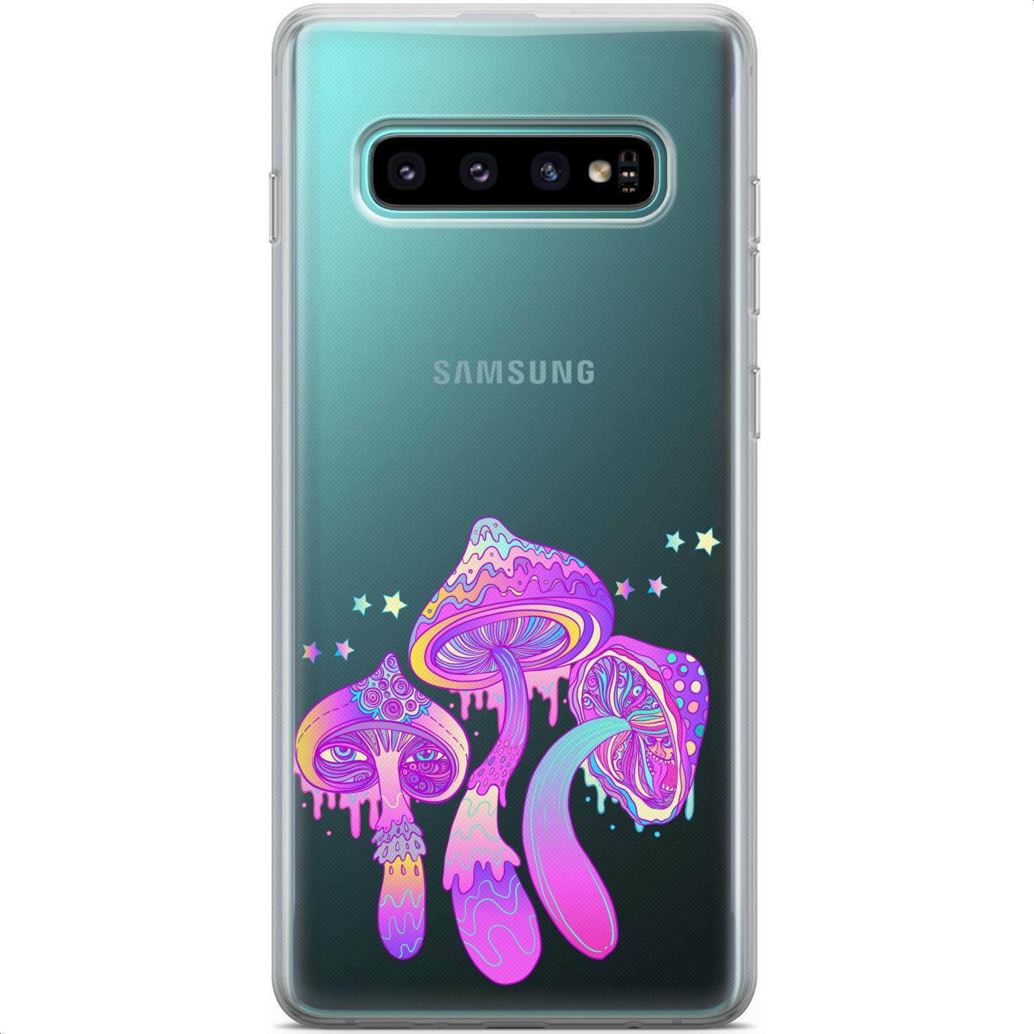 Trippy Mushroom Design Silicone Phone Case for Samsung Galaxy S24/S23 Ultra/S22 5G Plus/S21 FE/S20/S10 - Lightweight Flexible TPU Protective Cover with Psychedelic Art - Perfect for Women & Girls, Everyday Protection & Stylish Look