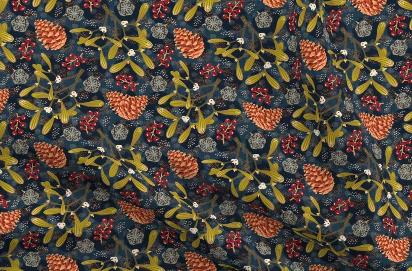 Winter Christmas Flora Berries Printed Minky Fabric by The Yard - Soft Plush Fabric for Sewing Baby Blankets, Quilt Backing & DIY Holiday Decor - Perfect for Cozy Home Projects & Festive Crafts