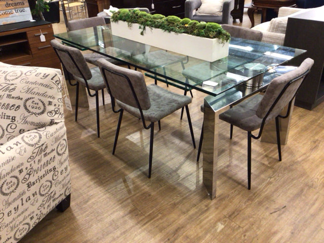 Set of 6 Vinyl Upholstered Metal Frame Dining Chairs - Modern Kitchen & Dining Room Furniture for Home & Restaurant Use
