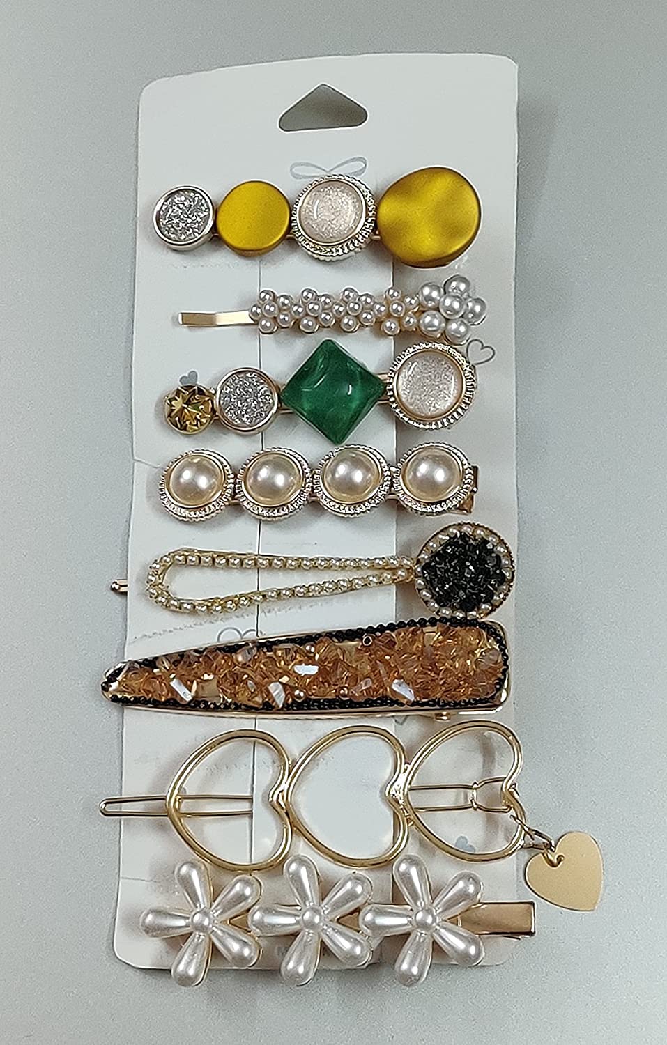 Sonpal 8-Pack Geometric Hollow Metal Hair Clips for Women - Korean Style Barrettes with Pearl Accents, Hairpins & Clamps (Crown Design) - Perfect for School, Work, Parties & Everyday Styling