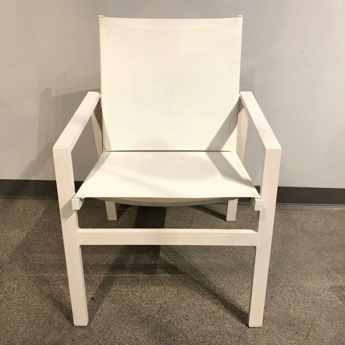 Rio Matte White Aluminum & White Textyline Indoor/Outdoor Dining Arm Chairs (Set of 2) - Perfect for Patio, Garden, Poolside & Restaurant Seating