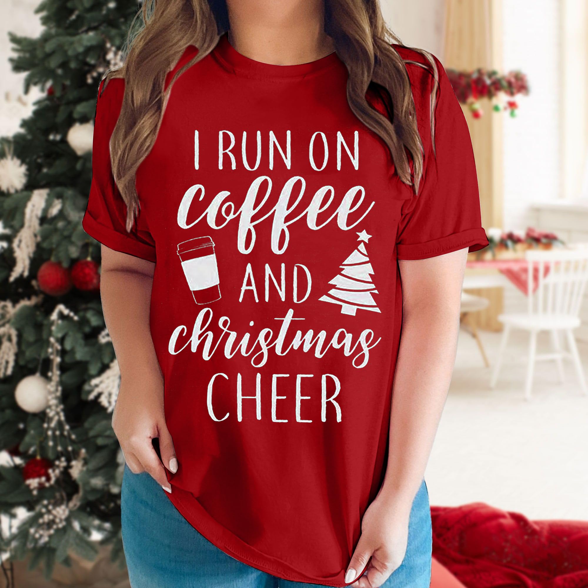 LUKYCILD Women's Christmas T-Shirts - Festive Holiday Tees for Teachers & Women | Perfect for Christmas Parties, Family Gatherings & Gift Giving