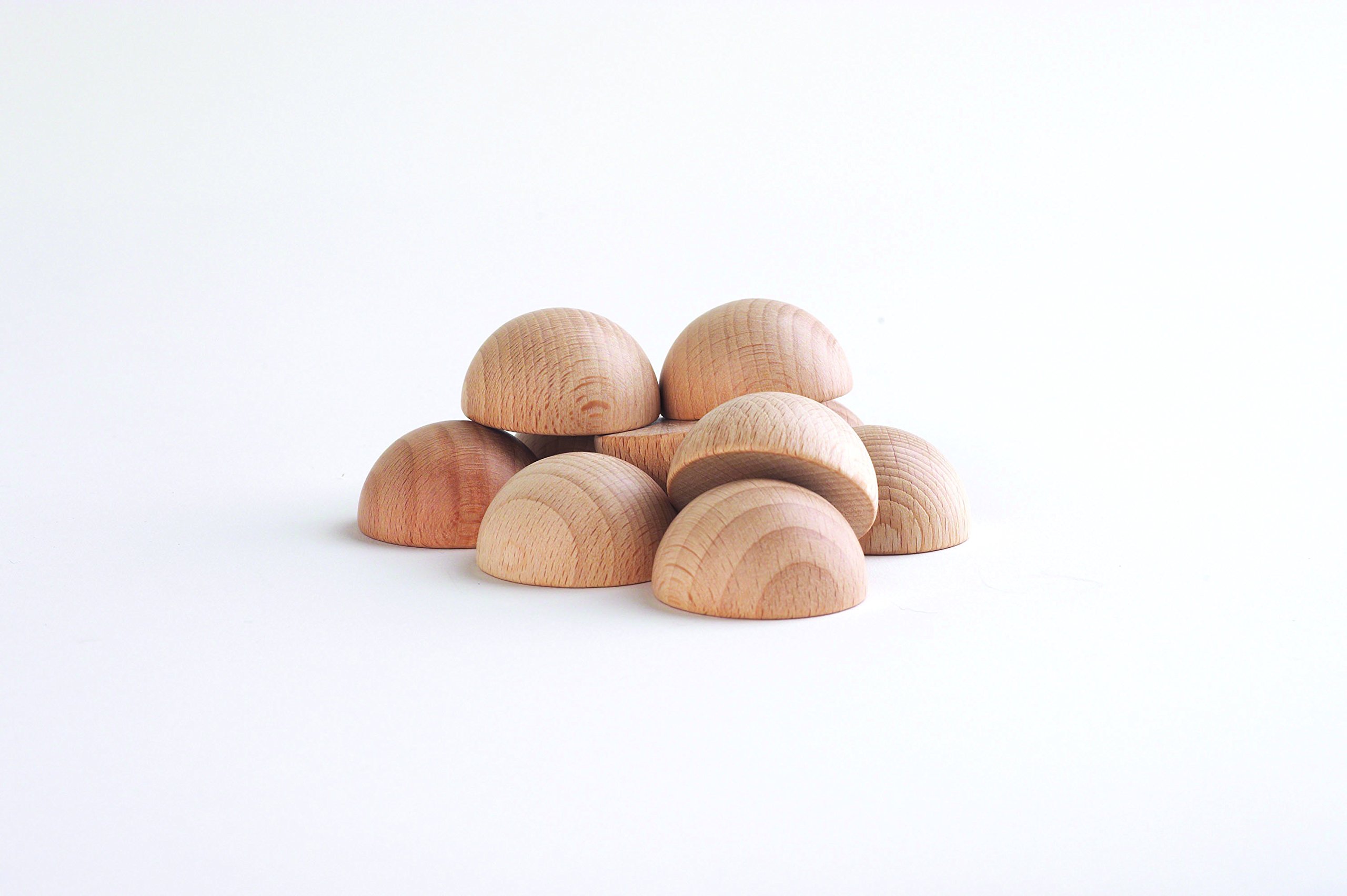 TickiT 73883 Natural Wooden Semispheres - 10-Piece Set for Heuristic Play, Sensory Exploration & Early Learning | Perfect for Montessori, Daycare & Home Education Activities