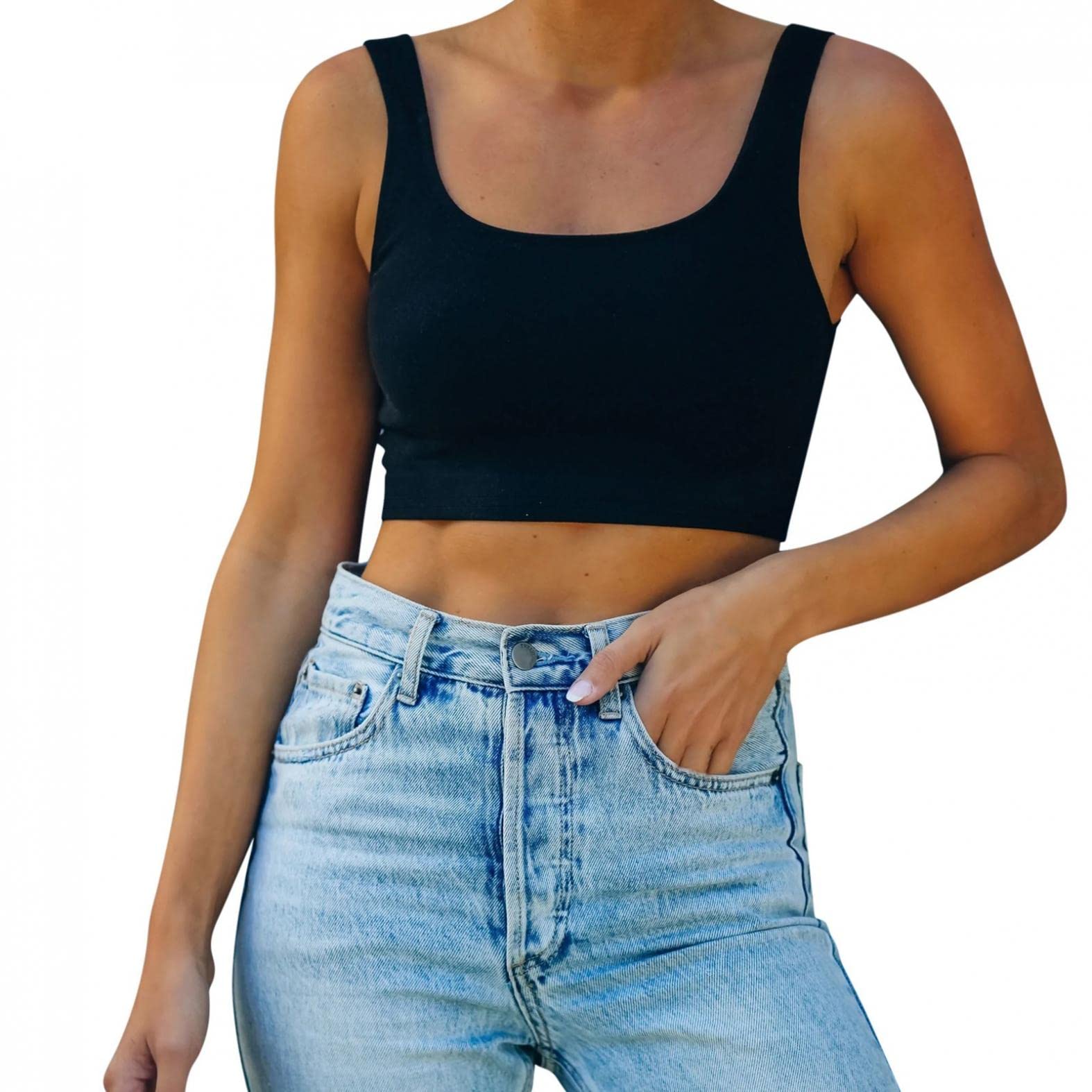 Changeshopping Women's Summer Basic Crop Tank Top - Sleeveless Racerback Cropped Cami Sport Shirt for Yoga, Gym & Casual Wear