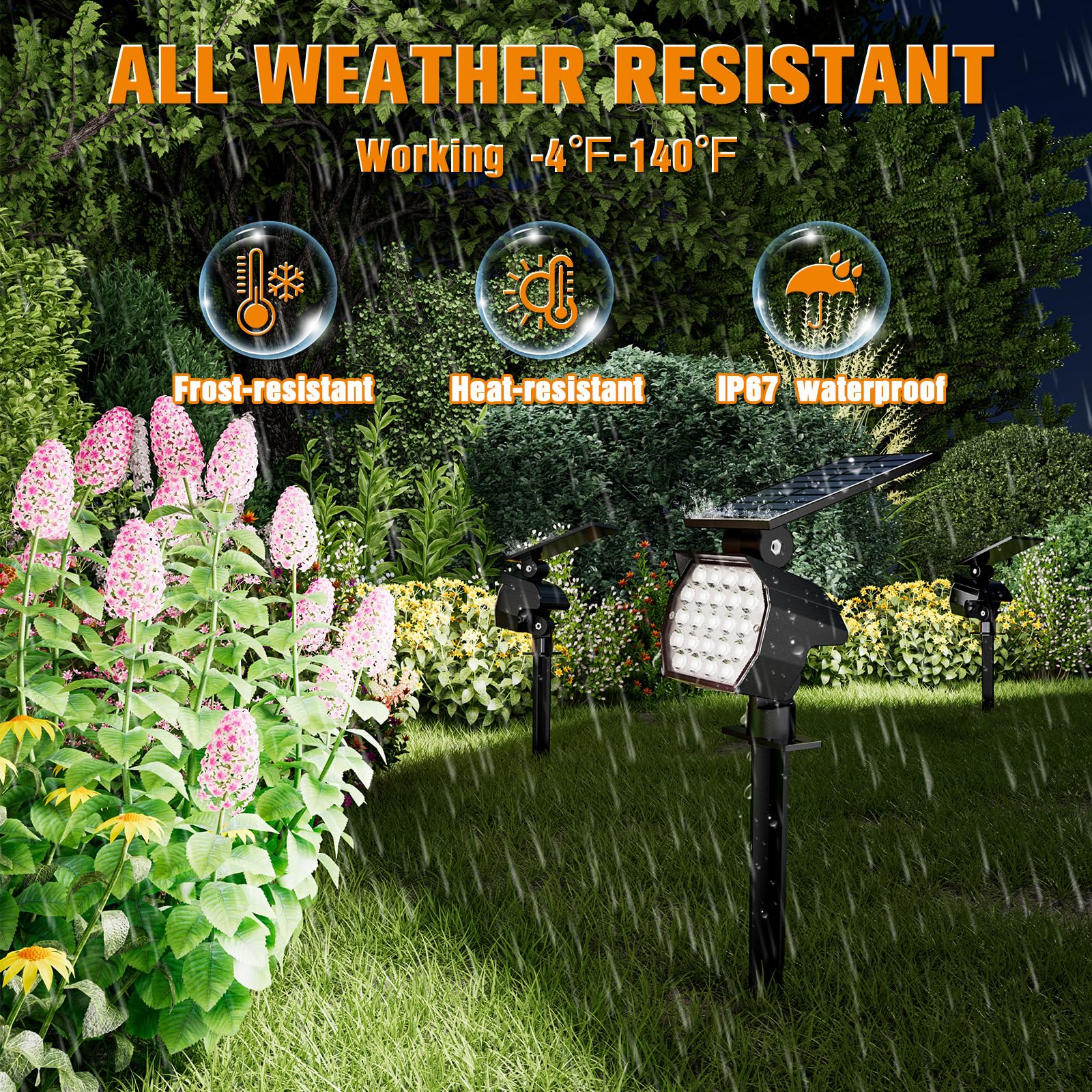 APONUO 4 Pack Solar Spot Lights Outdoor Waterproof IP67, 23 LED Landscape Lighting with 3 Modes - Solar Powered Garden Lights for Yard, Pathway, Tree, Garage & House Decor (Daylight to Warm White)