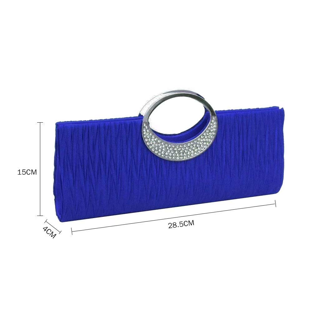 Sparkling Rhinestone Satin Pleated Clutch Purse for Women - Elegant Evening Bag for Weddings, Parties & Special Occasions | Perfect Prom, Cocktail & Formal Event Accessory