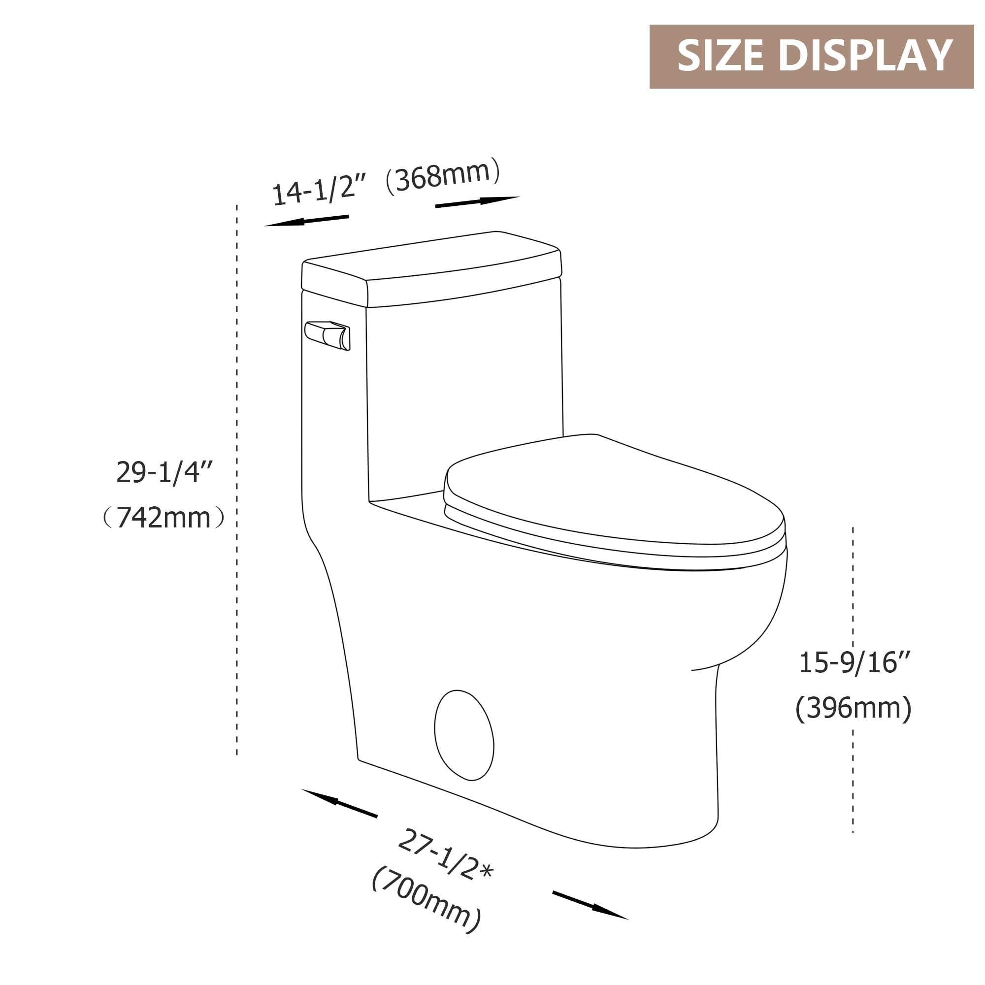 Lordear One Piece Toilet with Comfort Soft Seat - Elongated Single Flush 1.28 GPF White Ceramic Bathroom Toilet, 12