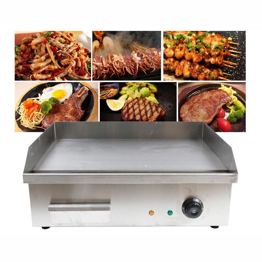 TBVECHI Commercial Electric Griddle Flat Top Grill - 1200W Stainless Steel Teppanyaki Cooktop for Restaurant, BBQ & Home Use | Perfect for Pancakes, Burgers, Steaks & Stir Fry Cooking