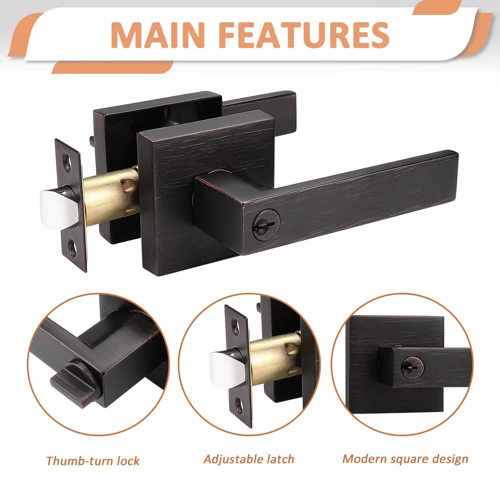 6 Pack Knobelite Keyed Alike Door Lever Lockset - Oil Rubbed Bronze Front Door Handle with Locking Mechanism (Same Key for All) - Perfect for Home Entry, Office Security & Commercial Buildings