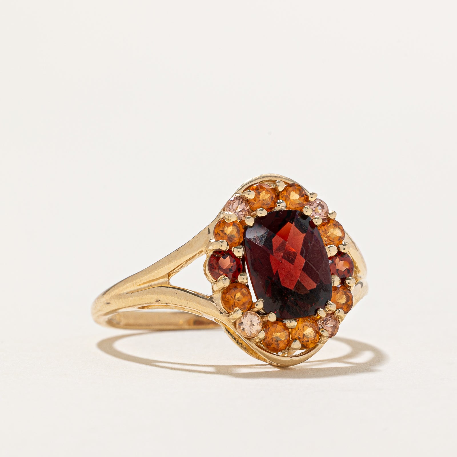 Garnet Halo Open Shank Tapered Ring - 3.20ctw Garnet & Diamond Ring - Size 10 - Vintage Inspired Jewelry for Women - Perfect for Weddings, Anniversaries & Special Occasions