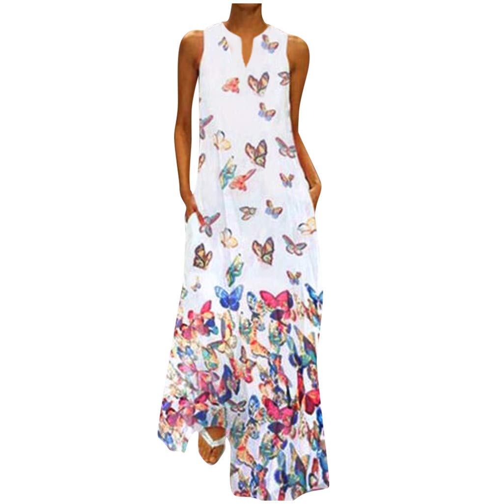 Women's Plus Size Business Casual Maxi Dress - Sleeveless Floral Print Spring Summer Office Wear & Outdoor Occasions