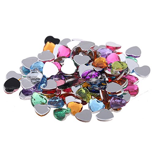 14mm Acrylic Rhinestones Heart Shape - 30pcs Flatback Faceted Beads for DIY Crafts, 3D Nail Art & Jewelry Making | Mixed Colors | Glue-On Charms for Home Decor, Scrapbooking & Fashion Accessories