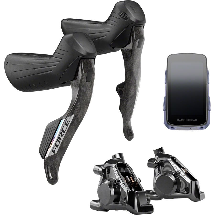 SRAM Force eTap AXS Upgrade Kit - Right & Left HRD Shift/Brake Levers, Flat Mount Calipers (Force Color Edition, E1) | Compatible with Hammerhead Karoo | Perfect for Road Bikes & Performance Cycling