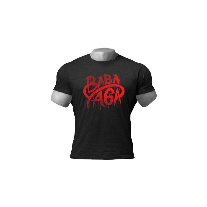 Dreadlift Baba Yaga T-Shirt for Men - Gothic Horror Graphic Tee in Black/Red - Perfect for Halloween, Cosplay & Streetwear Fashion