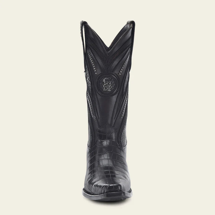 1B2RAL Men's Black Western Cowboy Alligator Leather Boots - Durable & Stylish for Rodeo, Country Music Festivals & Outdoor Adventures