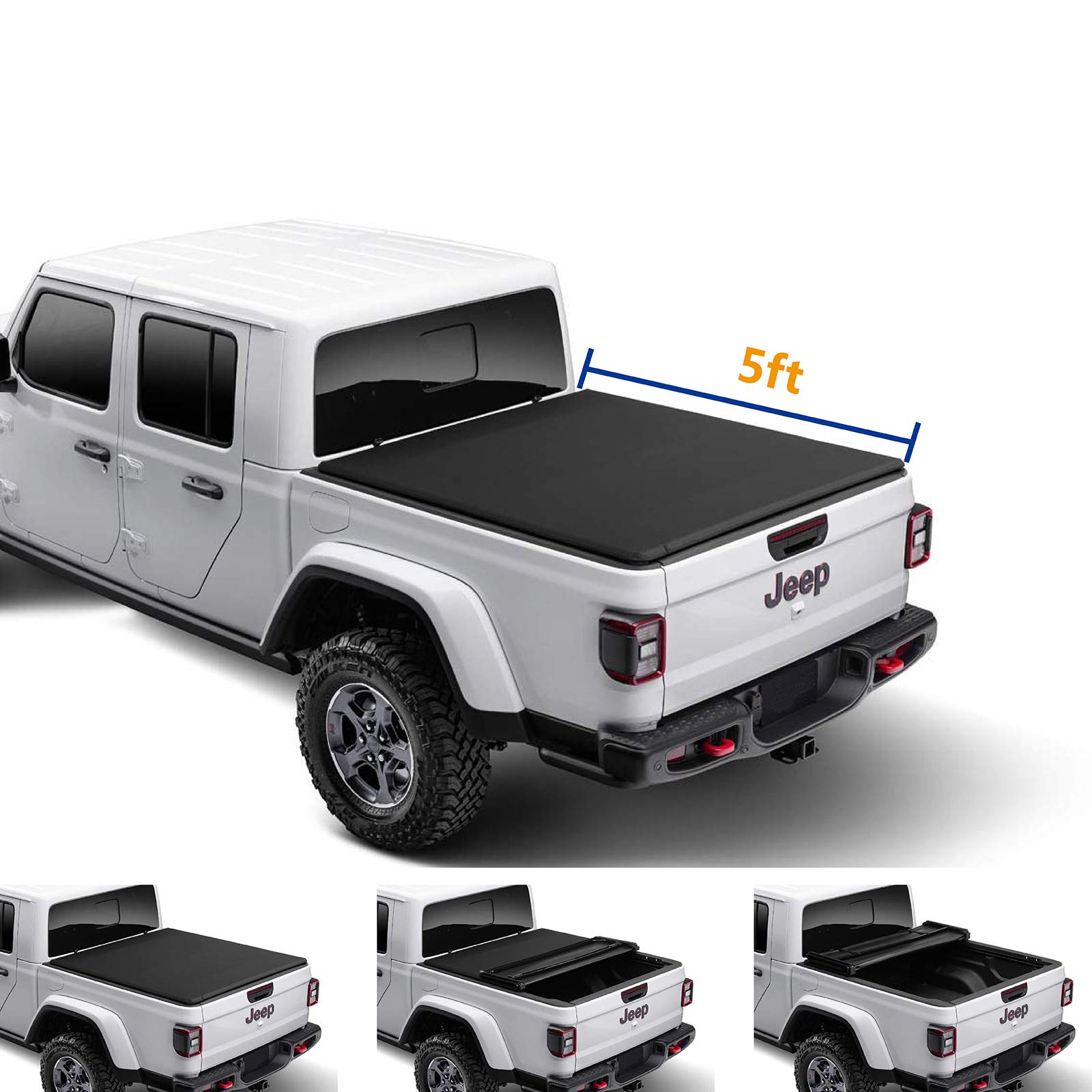 Lyon Soft Tri-Fold Tonneau Cover for 2020-2025 Jeep Gladiator JT Truck Bed | Fits Models With/Without Utili-Track System | Waterproof & Durable Protection for Cargo | Perfect for Camping, Road Trips & Outdoor Adventures