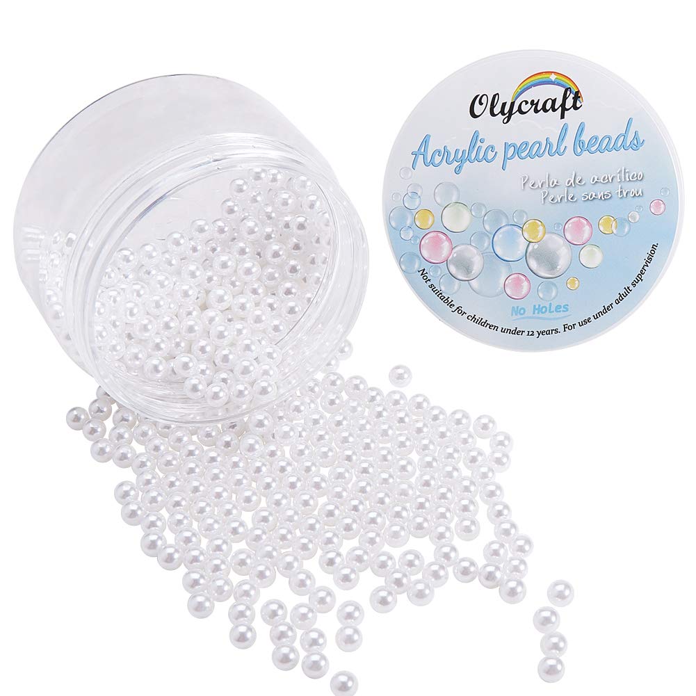 500pcs 5mm White Pearl Beads for Jewelry Making - No Hole ABS Faux Pearls for DIY Crafts, Wedding Decor, Party & Home Decoration - Perfect for Necklaces, Bracelets, and Scrapbooking Projects