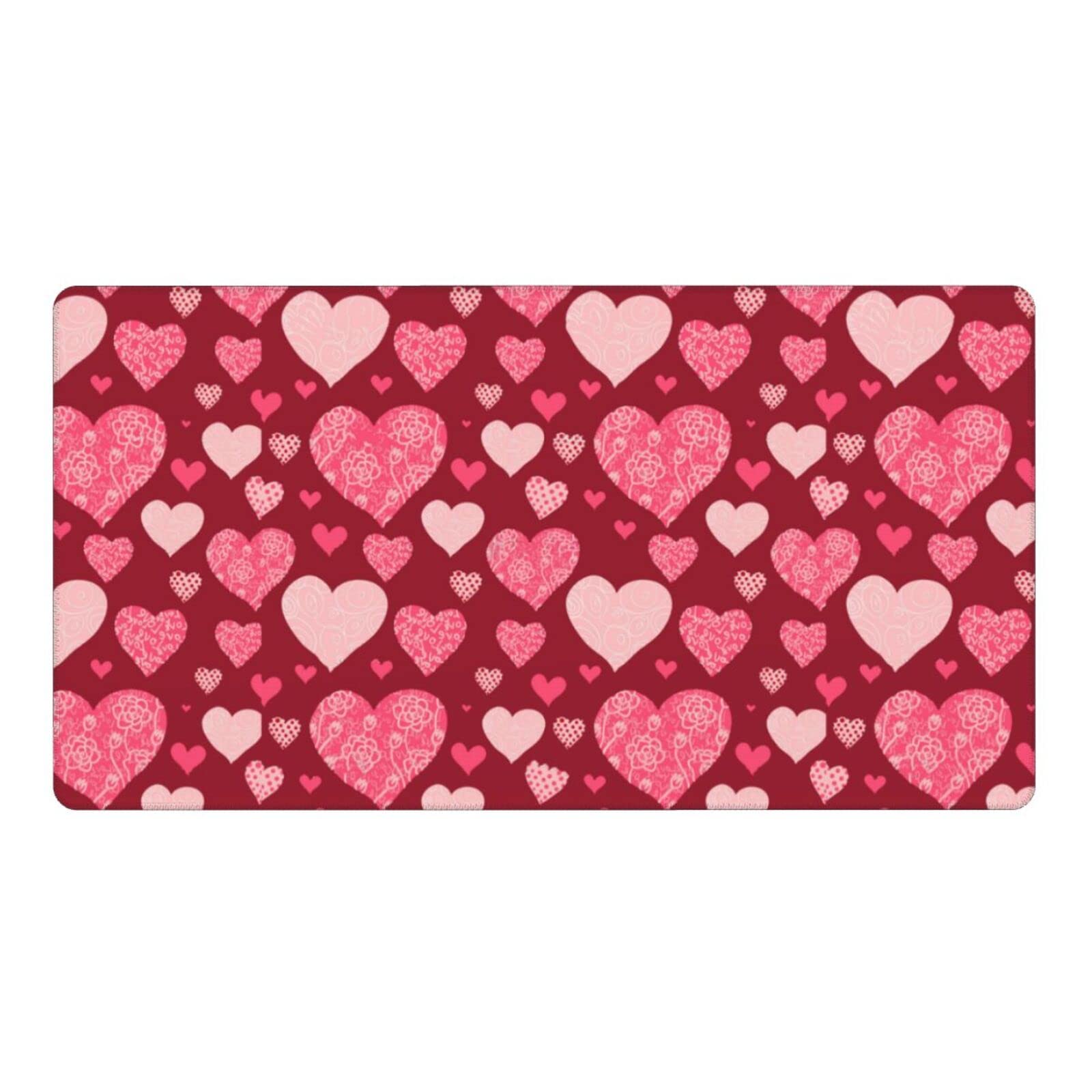 Romantic Heart-Shaped Mouse Pad - Non-Slip Rubber Base, Extended Rectangle Desk Mat for Gaming, Office & Home Use (Perfect for Valentine's Day Gifts & Workspace Decor)