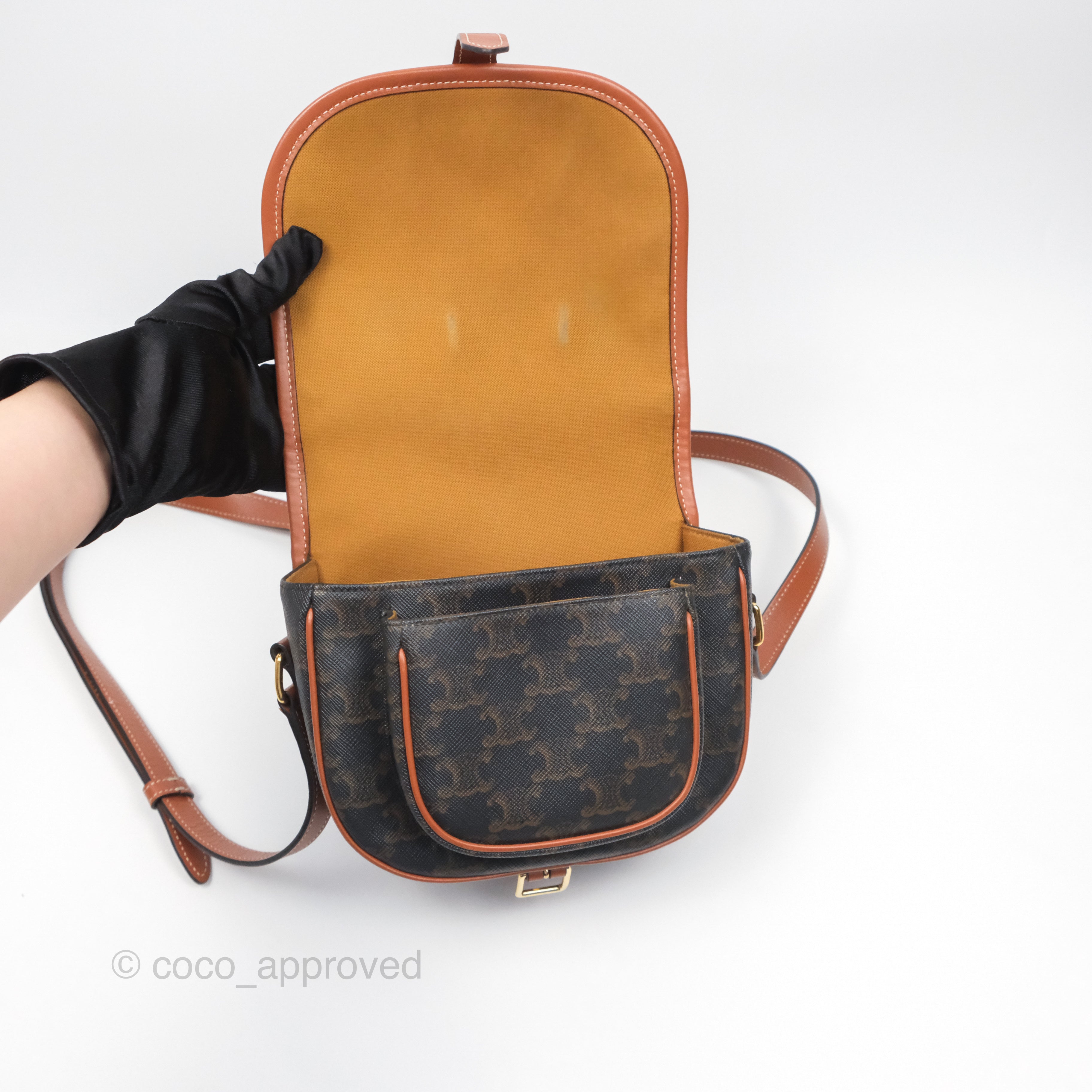 Celine Medium Folco Bag in Triomphe Canvas - Tan Crossbody Bag for Women | Perfect for Work, Travel & Everyday Use