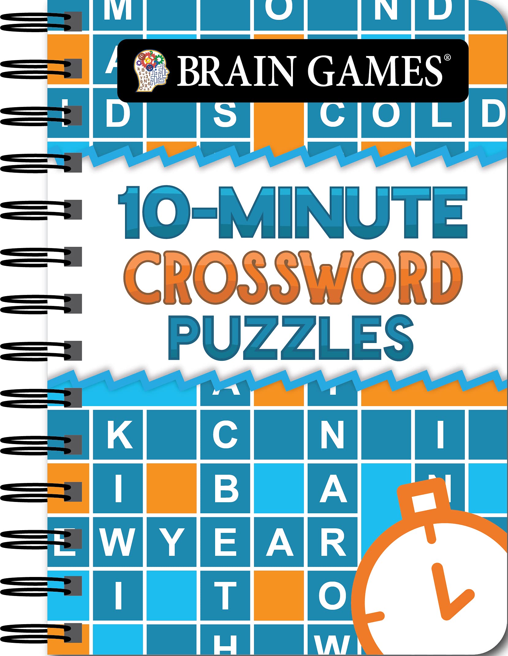 Brain Games - 10 Minute Crosswords Puzzle Book for Adults - Portable Travel & Office Entertainment | Improve Memory & Focus