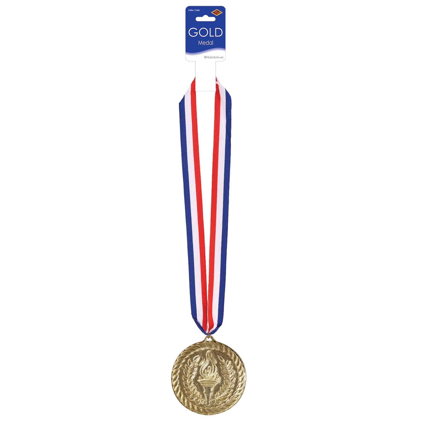 Beistle Gold Medal with Ribbon - Award Medal for Sports, Competitions & Achievements - Perfect for Olympics, School Events & Recognition Ceremonies