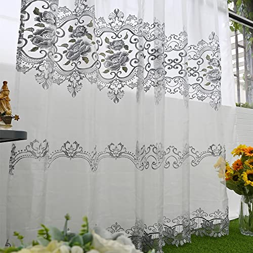 Wp147 Grey Flower - White Sheer