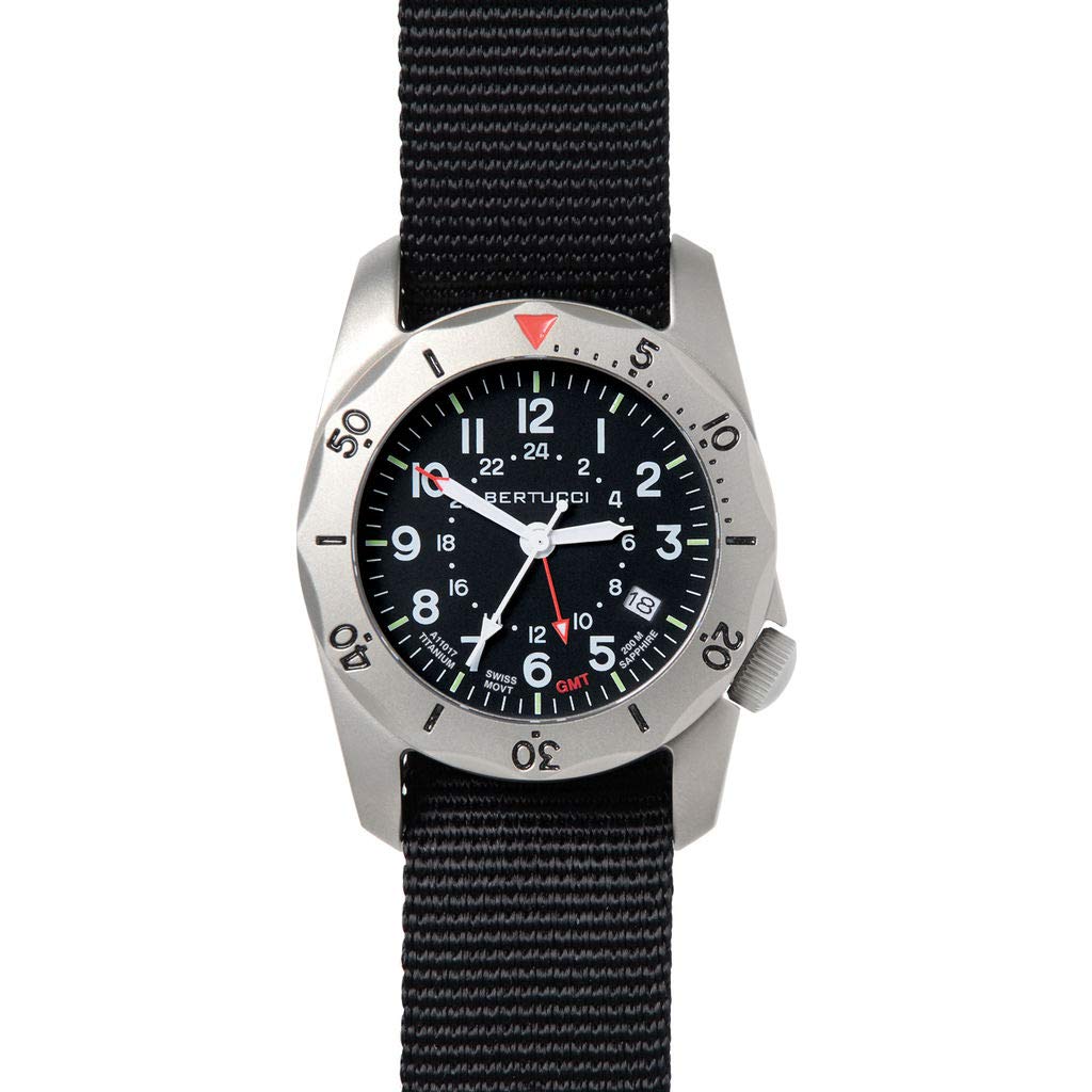 Bertucci A-2TR Vintage GMT Watch for Men - Automatic Analog Military Timepiece with Leather Strap - Perfect for Travel, Outdoor Adventures & Business Meetings