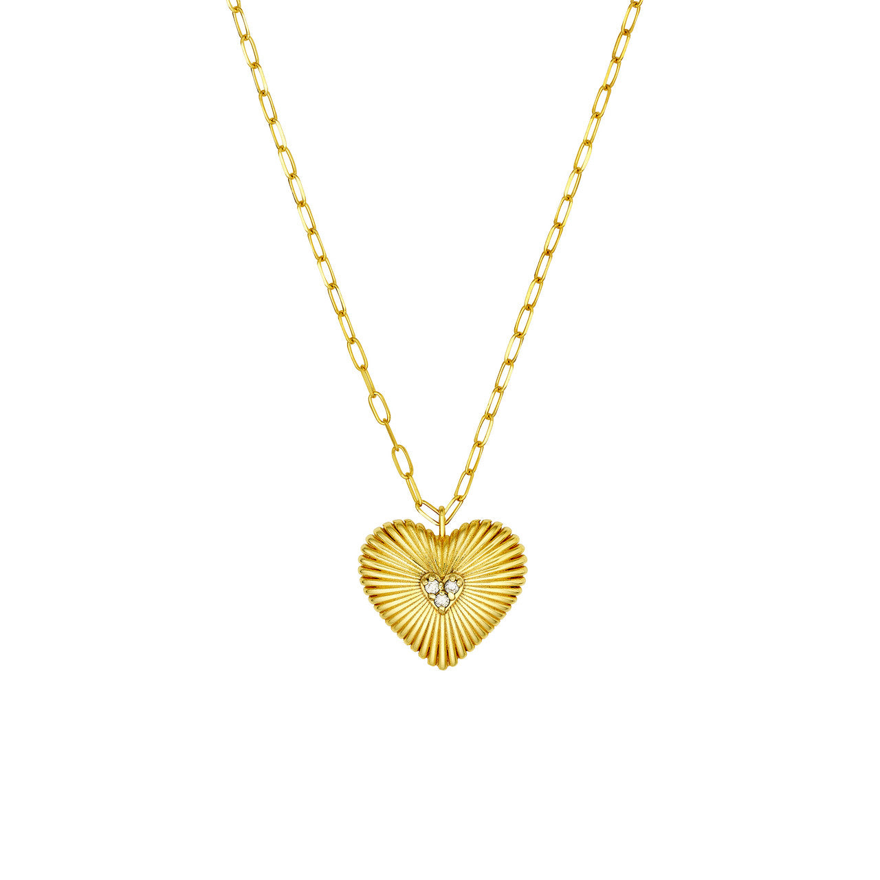 14K Yellow Gold Diamond Heart Pendant Necklace for Women - Elegant Valentine's Day Gift, Anniversary Jewelry & Romantic Occasion Present