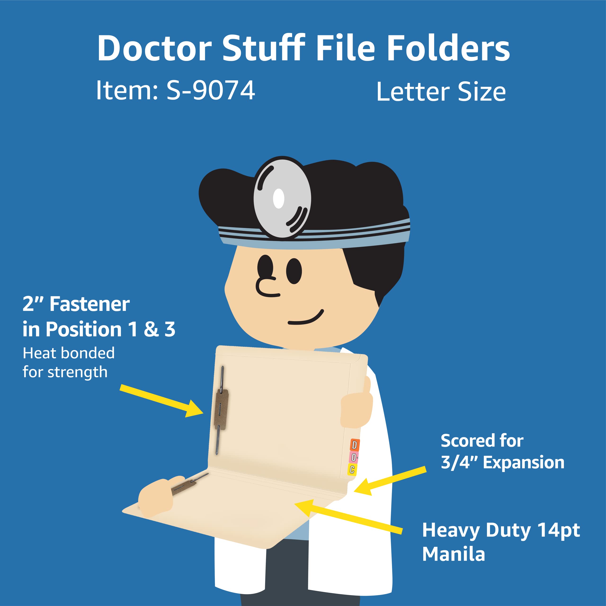 250-Pack Heavy Duty Manila File Folders - 14pt Reinforced Top & Side Tabs with 2