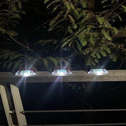 4 Pack Solar Deck Lights - Waterproof Outdoor LED Solar Lights for Deck, Steps, Railings, Walls, Patio, Garden, Stairs, Yard & Driveway - Cool White - Perfect for Nighttime Safety & Landscape Lighting