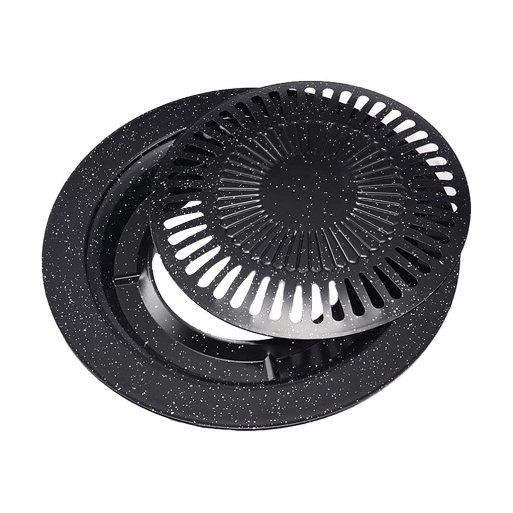 Yardwe Korean Cast Iron BBQ Grill Pan - Nonstick Stovetop Smokeless Grill for Grilling Vegetables, Eggs, Pork, Beef & Meat | Perfect for Indoor & Outdoor Cooking, Camping, Picnics & Backyard BBQs