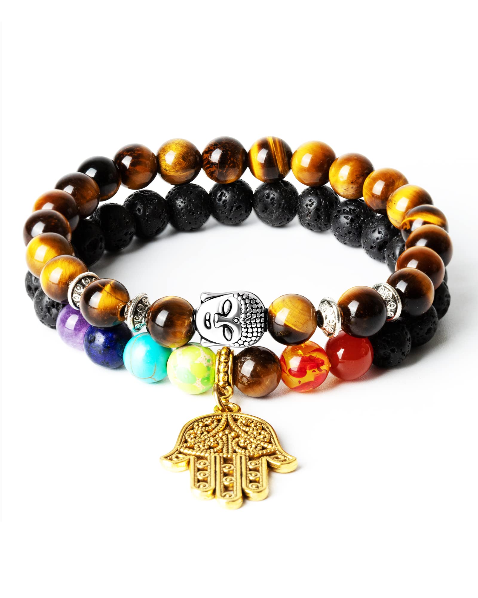 Natural Chakra Healing Bracelet for Women & Men - 7 Chakra Stones Meditation Bracelet for Anxiety Relief, Stress Relaxation & Positive Energy - Perfect for Yoga, Meditation & Spiritual Healing