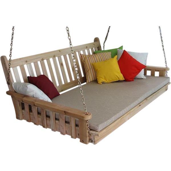 A & L Furniture Cedar Traditional English Swing Bed - Outdoor Patio Swing for Garden, Porch, and Backyard Relaxation