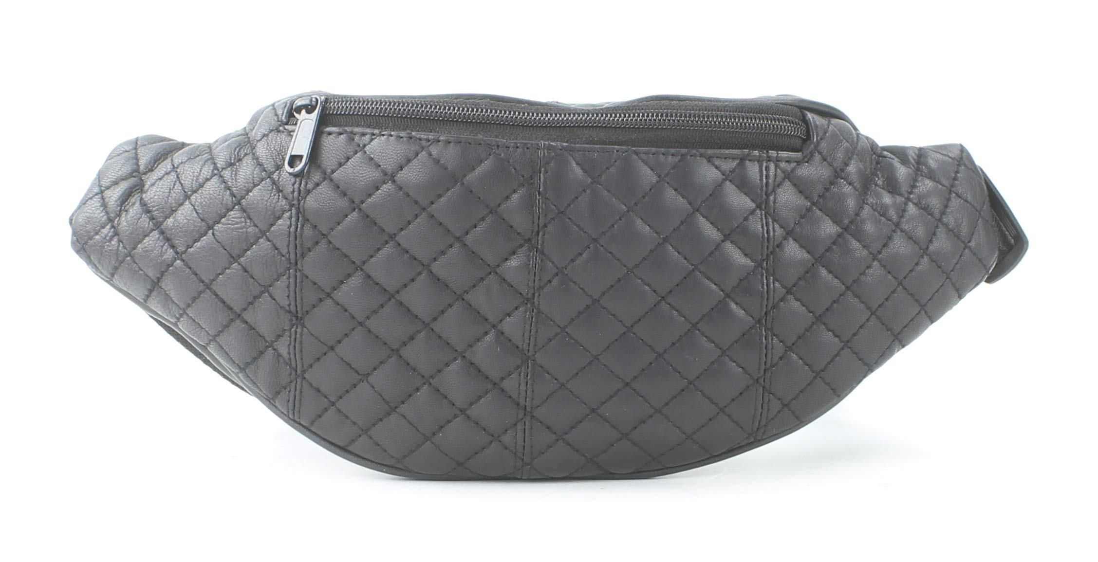 Bacci L.I. Women's Genuine Leather Quilted Waist Pack - Adjustable Belt Fanny Pack for Women | Stylish Hands-Free Crossbody Bag | Classic Black Belt Bag for Travel, Shopping & Outdoor Activities
