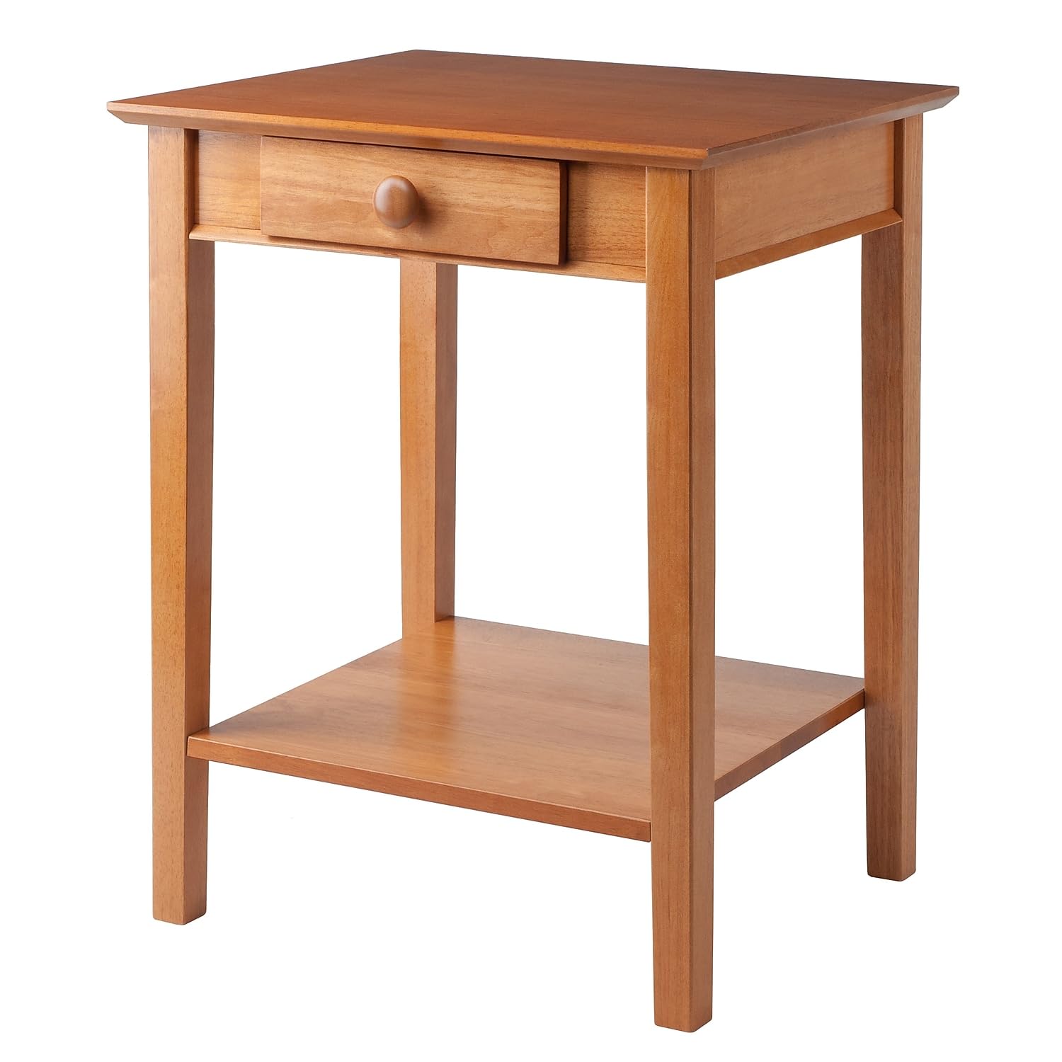 Winsome Studio Honey Brown Beech Wood End Table or Printer Stand - Compact Home Office Desk, Living Room Side Table, Bedroom Nightstand - Durable & Stylish Furniture for Small Spaces