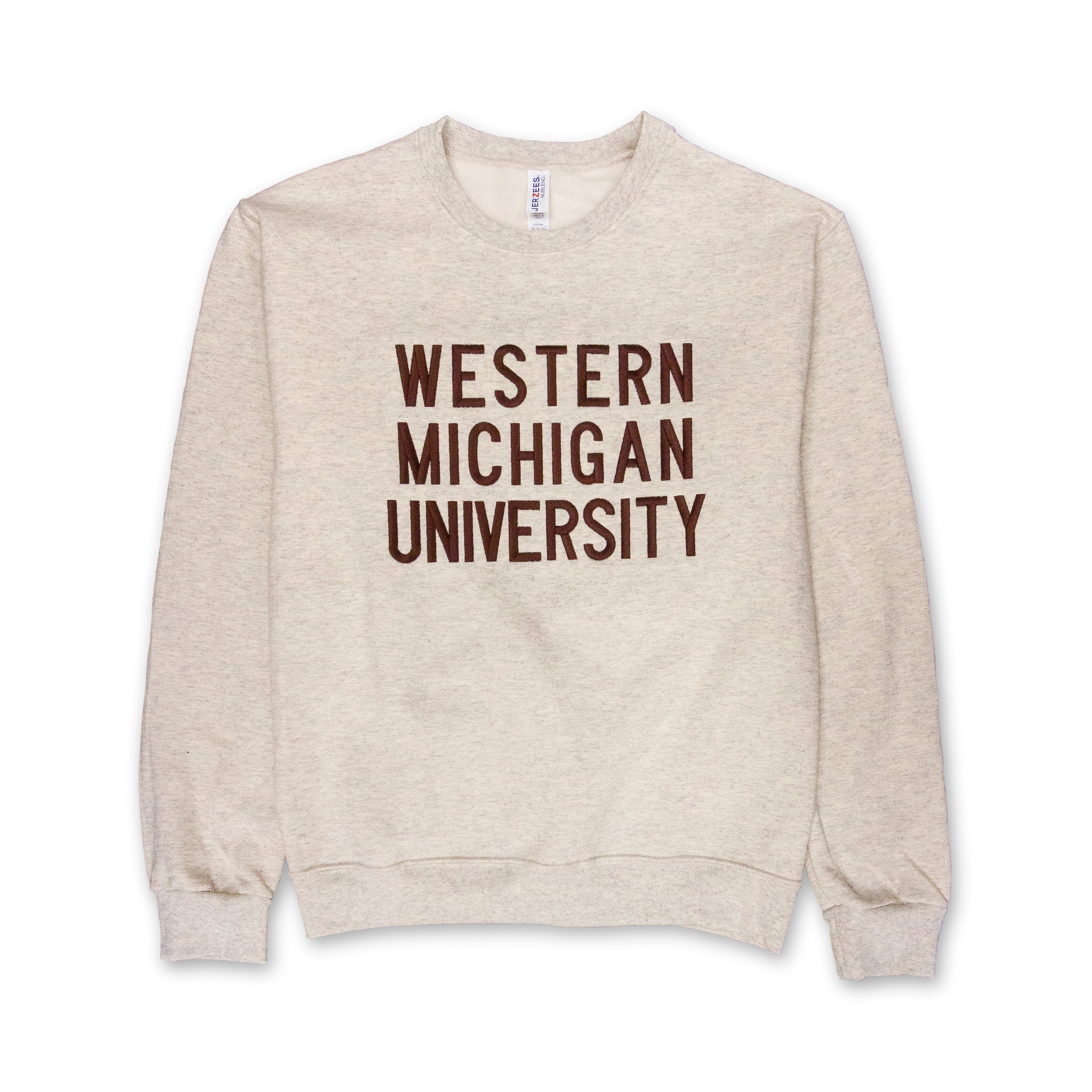 WMU Embroidered Classic Crewneck Sweatshirt - Comfortable Cotton Pullover for Men & Women - Perfect for College, Gameday & Casual Wear