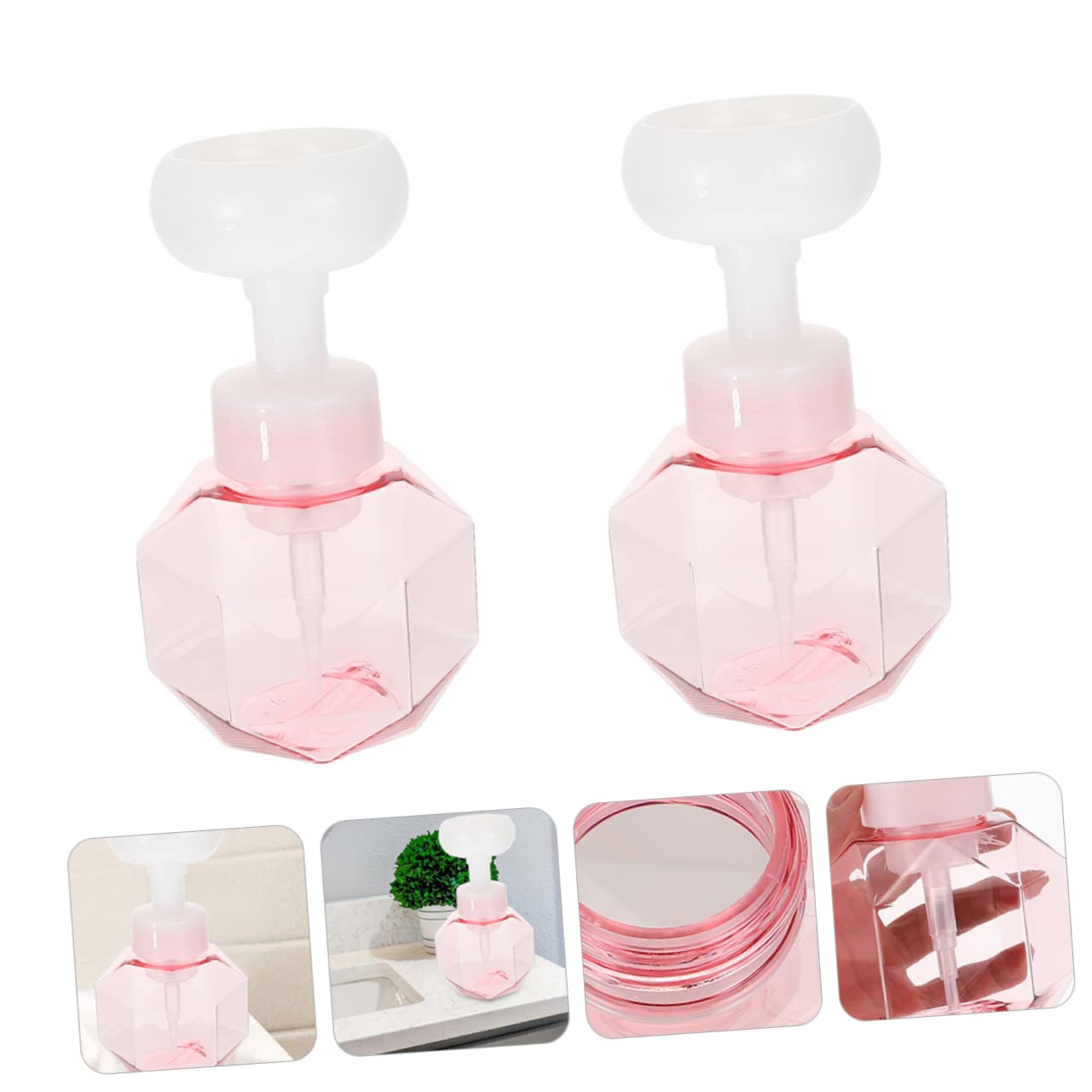 Veemoon 2 Pack Foaming Soap Dispenser - Cute Cup Shaped Foam Maker for Women | Perfect for Facial Cleansing, Makeup Removal & Hand Soap | Bathroom, Vanity & Travel Essential