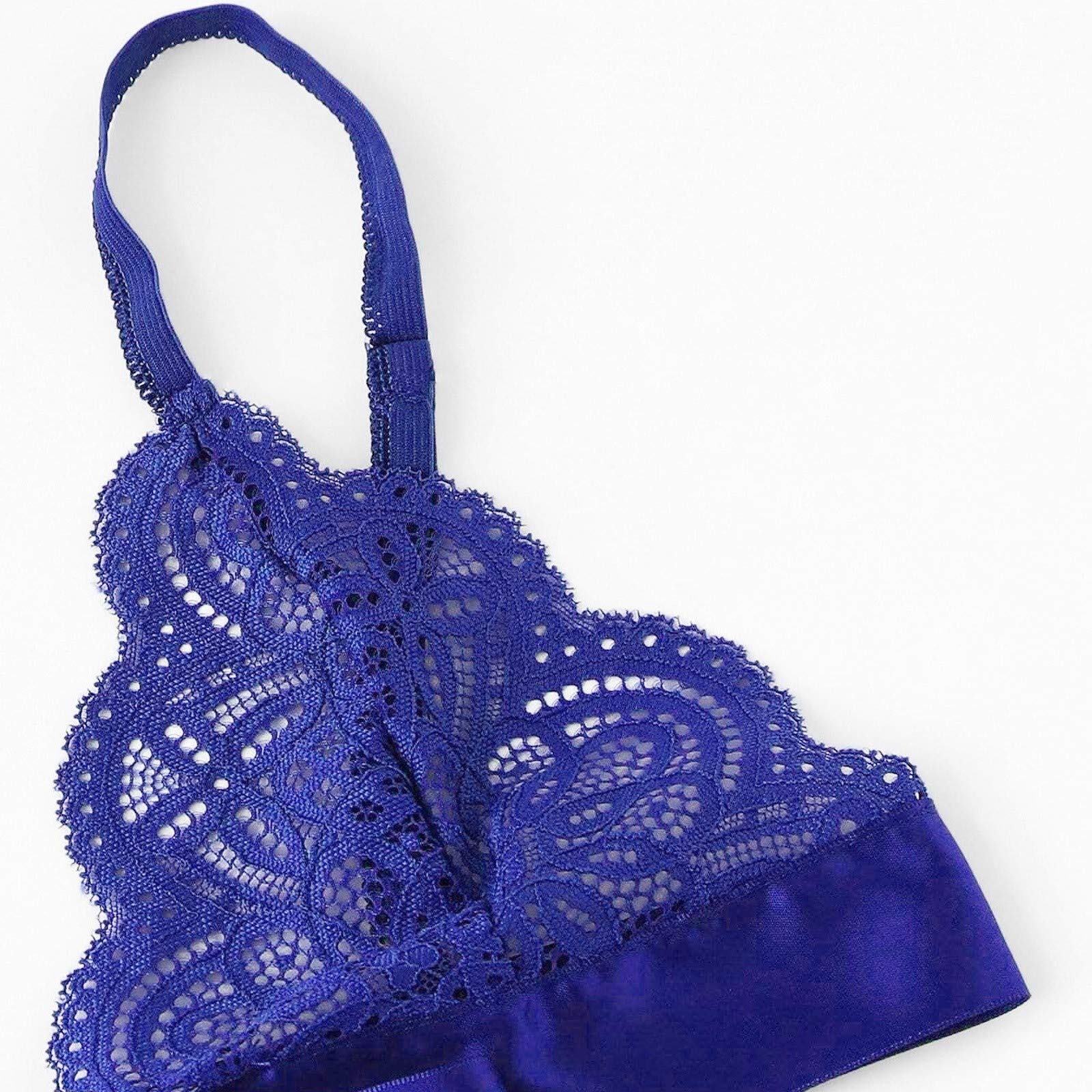 Sexy Lace Lingerie Set for Women - Scalloped Trim Tie Side Bra & Panty with Bow Detail, Blue Babydoll Sleepwear Bustier | Perfect for Valentine's Day, Bridal Shower & Romantic Nights