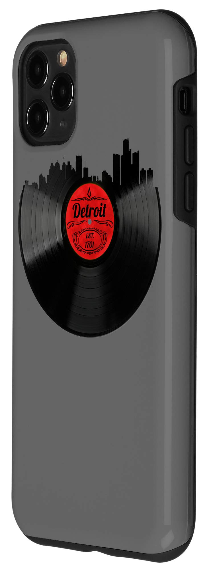 iPhone 11 Pro Max Case - Detroit Skyline Vinyl Record Design, Aesthetic Protective Cover for Hipster Style | Perfect for Music Lovers & Urban Lifestyle Enthusiasts