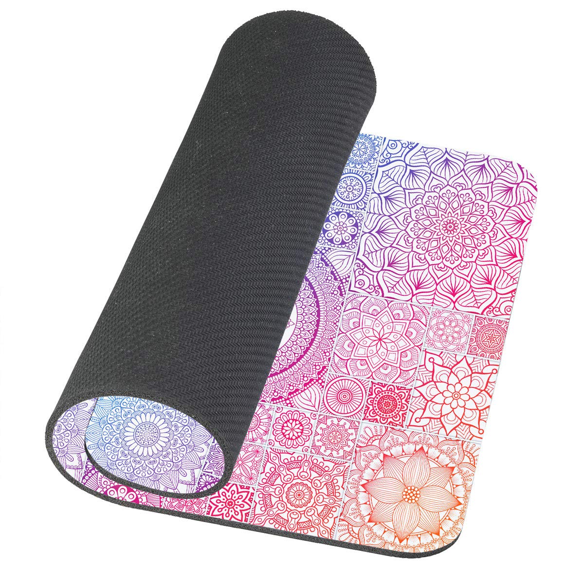 Blue and Pink Mandala Mouse Pad - Non-Slip Rubber Base Floral Design Gaming & Office Desk Mat for Women - Perfect for Work, Home & Gift Giving